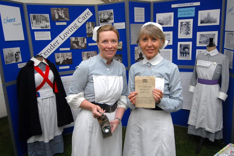 The 60th anniversary of the NHS was celebrated at the Cookson Festival in Bents Park in 2008, with Heather Leach and Sue Hodgson in the photo.