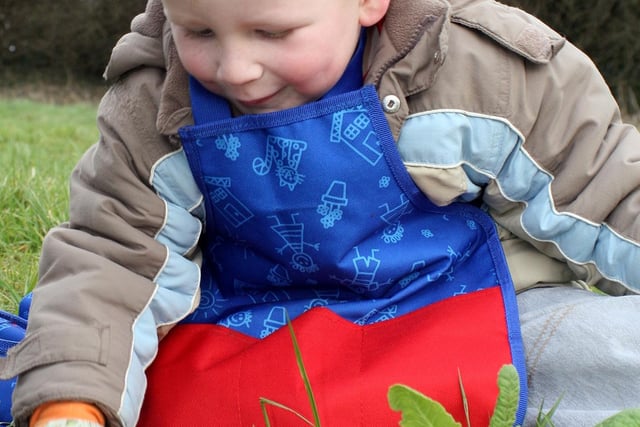 Oliver Cairns, 3, of Matlock takes part in a community wildflower planting initiative at Denefields in 2007.