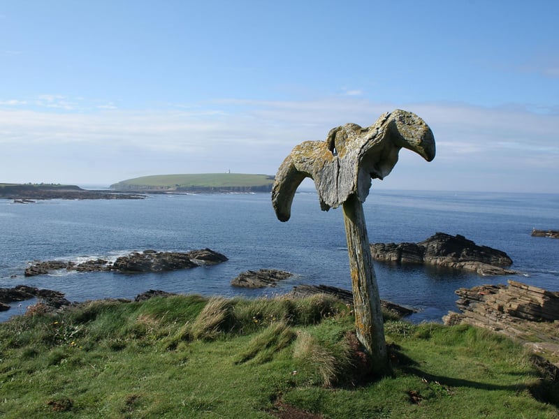 The Brough of Birsay is a tidal island off the Orkney Mainland which was settled by the Norse in the 9th century. The remains of a Viking village can still be seen here, including houses, barns and a communal hall-house complete with sauna.