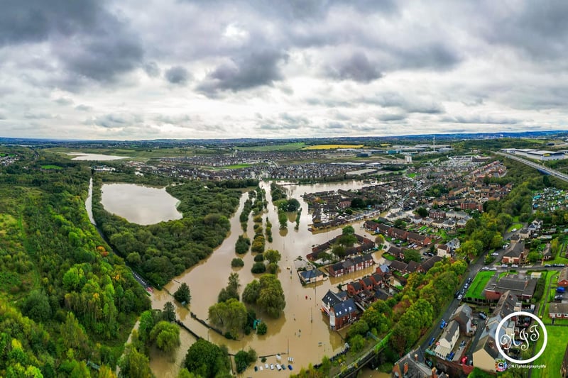 Flooded Catcliffe from above (Photo: NJT Photography Life)