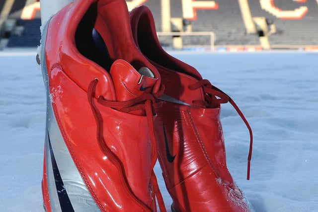Red boots in the snow at Stark's Park, Kirkcaldy (Pic: Neil Doig/Fife Free Press)