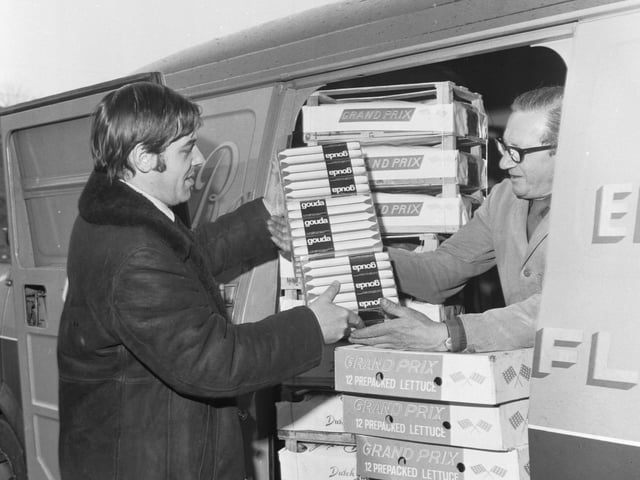 At Edinburgh Fruit Market, one of the Rankins fruit and vegetable family takes delivery of a batch of candles from Holland for use in the power cuts caused by the miners' strike of February 1972.