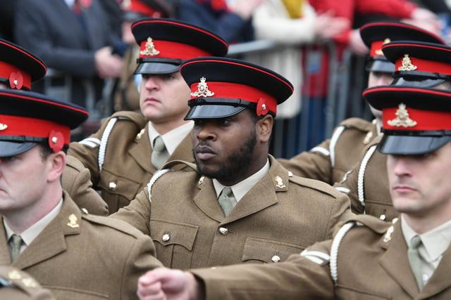 Armed forces personnel remained focused while respects were paid to them.