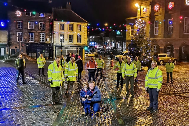 A socially distanced secret switch-on was organised by Alnwick Christmas lights committee.