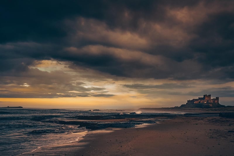 Clouds rolling in over the beach at Bamburgh.
