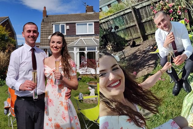 Even a pandemic can't extinguish romance! Emma Carr and David Watson had their wedding cancelled due to the crisis, but they decided not to let that ruin the day, and staged our own wedding in the garden.