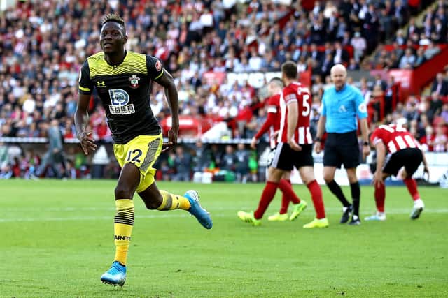 Southampton's Moussa Djenepo celebrates scoring his side's goal during the Premier League match at Sheffield United earlier this season:Tim Goode/PA Wire.