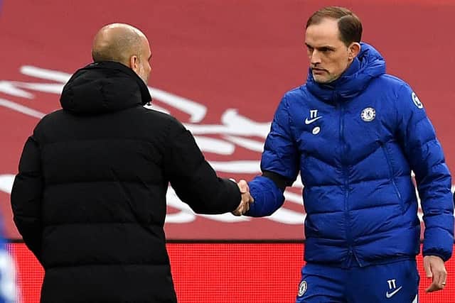 Manchester City manager Pep Guardiola (left) and Chelsea manager Thomas Tuchel - both boss' clubs have pulled out of the proposed Super League