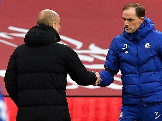 Manchester City manager Pep Guardiola (left) and Chelsea manager Thomas Tuchel - both boss' clubs have pulled out of the proposed Super League
