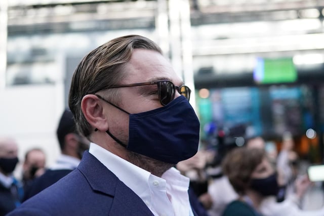 Leonardo DiCaprio arriving on day three of COP26.