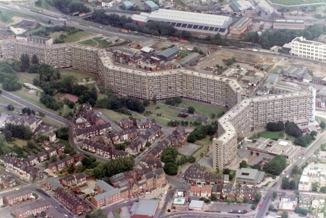 The Kelvin Flats 'streets in the sky', near Infirmary Road, were built in 1967 and only lasted less than 30 years before they were pulled down in 1995.