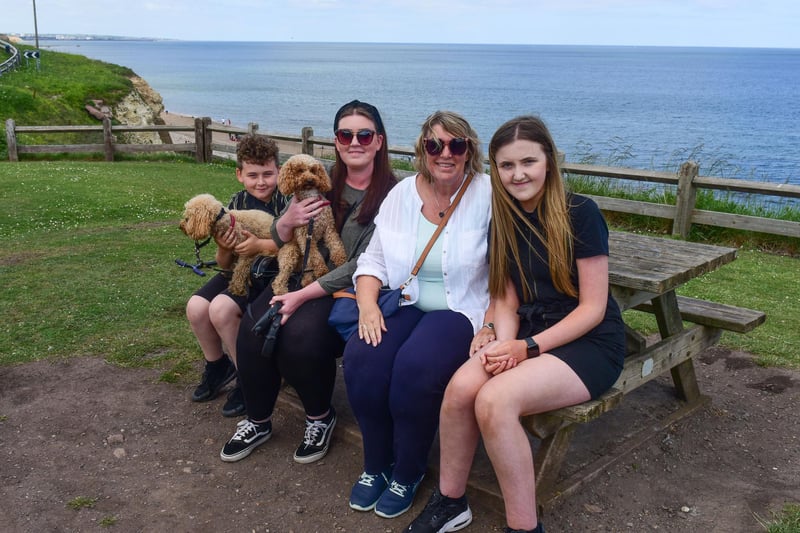Karen Milner (third left) with daughter Hayley Sladen and grandchildren Jack (9) and Ruby (13) of Easington having a lovely day at Seaham.