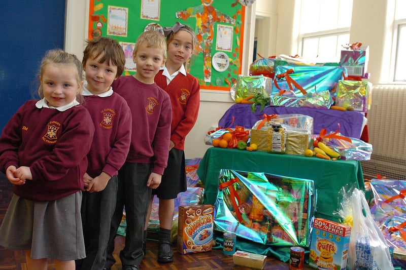 St Cuthbert's School pupils collected for the Hartlepool Food Bank in 2013. Pictured, from left, are: Izobelle Morrison, Cory Duffy, Alan Dolega and Darcey Handsfory. Does this bring back happy memories?
