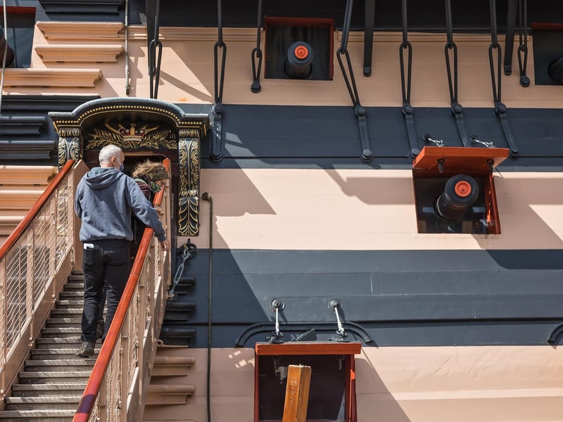Visitors to HMS Victory on opening day at Portsmouth Historic Dockyard. Picture: Mike Cooter (170521)