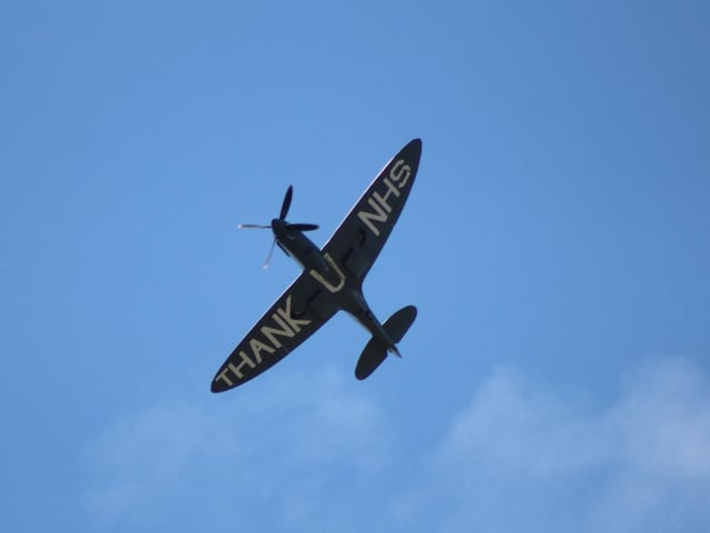 These spectacular pictures of the NHS Spitfire flying over Portsmouth were taken by Adam Jenkins
