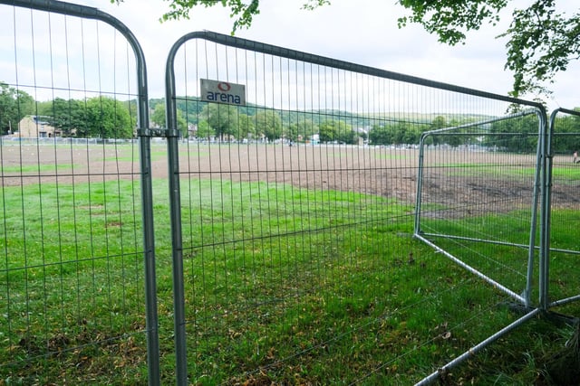 Work is going on to rpair the ground at Hillsborough Park after Tramlines. This was the scene on Tuesday (August 15)