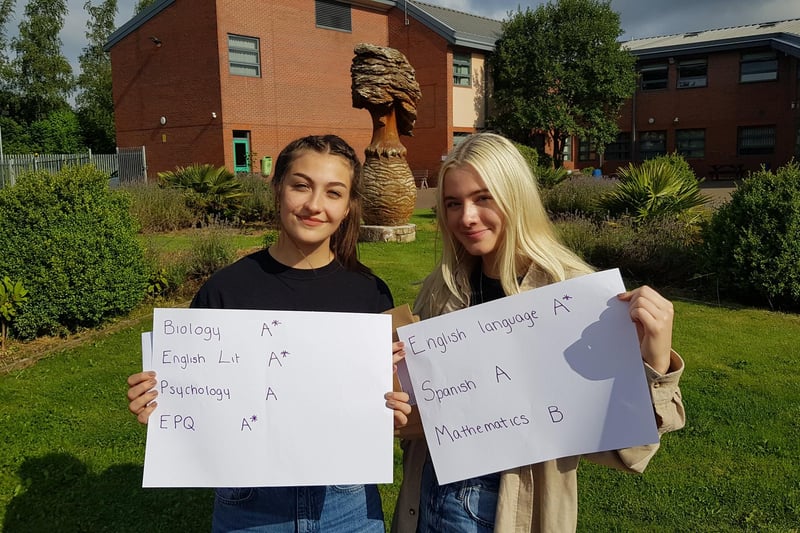 Tupton Hall students Sarah McGrogan and Isabelle Payne achieved top marks in their A-Levels