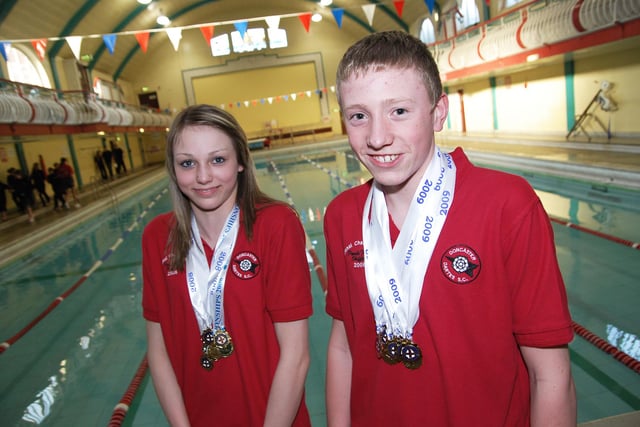 Doncaster Dartes Swimming Club training session at St James baths, pictured l-r, Sophie Taylor, 13, Max Litchfield, 14 in 2009
