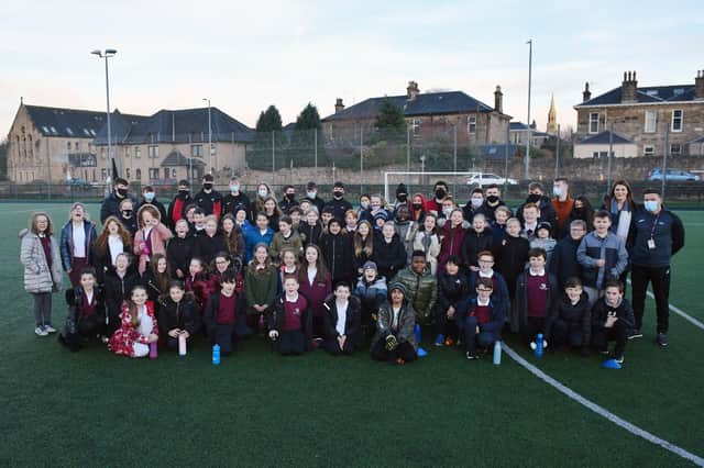 Pupils of Comely Park Primary School gather to enjoy their mini-Olympic challenges