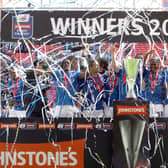 Chesterfield FC at Wembley v Swindon Town. Team celebrations