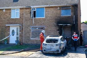 Fire investigators at the scene of the devastating house fire on at Kelly Rutter’s home on Beech Crescent in Killamarsh, which police are treating as arson.