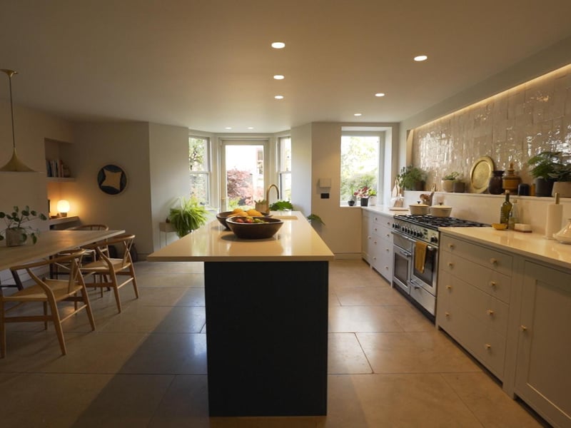 The kitchen in the West End Townhouse. Kate Spiers loved but couldn't quite believe that they had used her 'dream tiles' in this room.