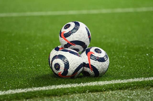 Premier League match ball. (Photo by Oli Scarff - Pool/Getty Images)