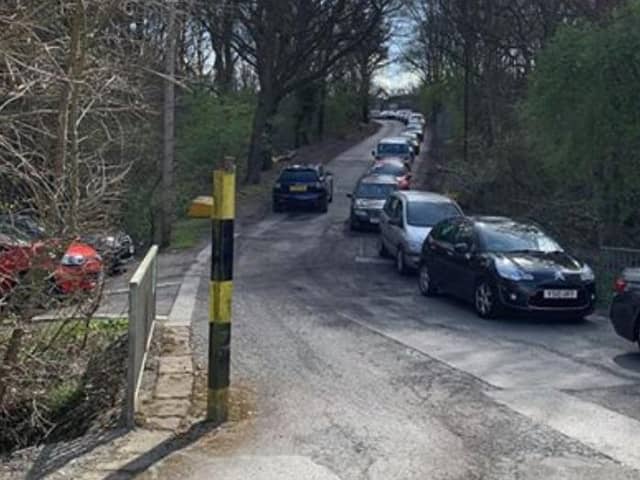 Cars queuing to access Blackstock Road Household Waste and Recycling Centre