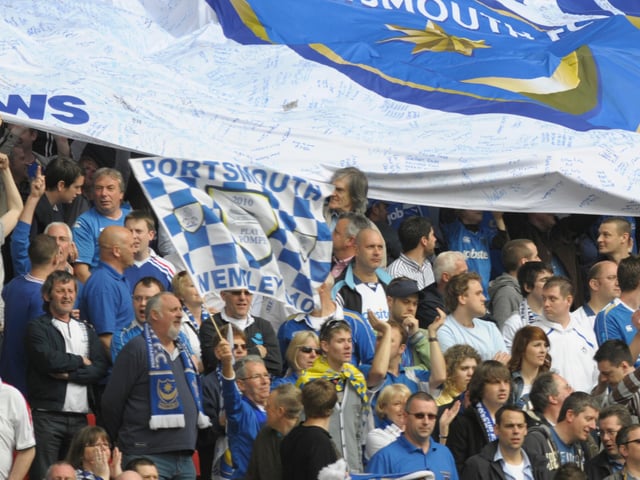 Pompey fans inside Wembley