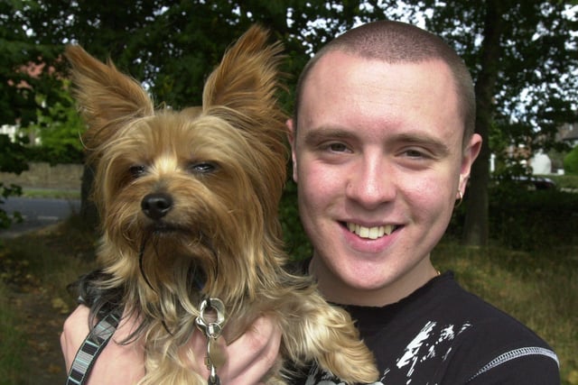 Lewis  Willis with his Yorkshire Terrier Gypsy in 2003