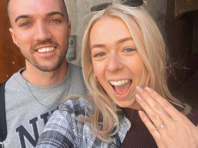 Leah Washington and Joe Pugh were both teenagers when they were hurt when the Smiler ride crashed in 2015. Leah's leg was later amputated and Joe had shattered kneecaps. But now they have announced they are engaged to be married, after Joe proposed during a holiday in Venice. Leah is pictured showing the engagement ring. PIcture: Leah Washington  /Joe Pugh