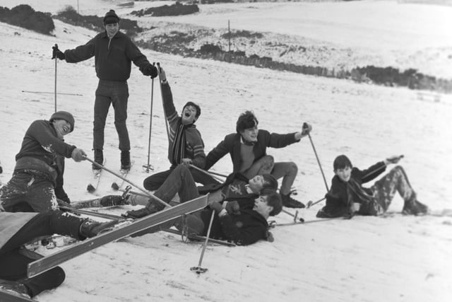 Pupils from St Anthony's Secondary School in Edinburgh enjoy skiing at Hillend in January 1966.