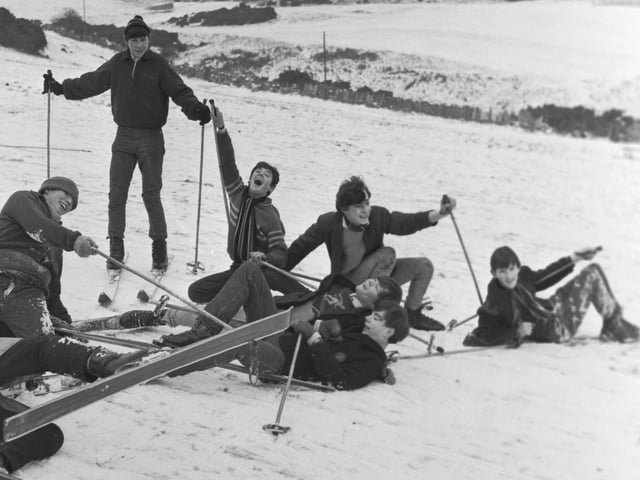 Pupils from St Anthony's Secondary School in Edinburgh enjoy skiing at Hillend in January 1966.