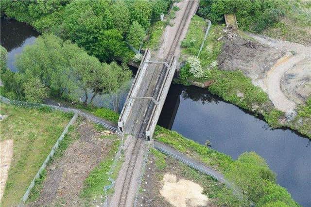 Aerial view of Halfpenny bridge