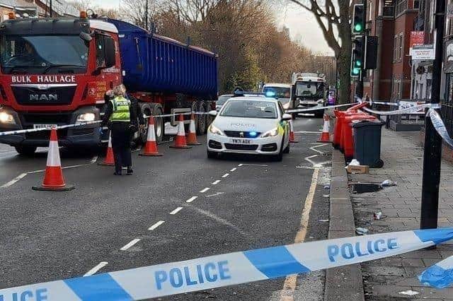 The scene on Ecclesall Road following a shooting there in February 2022