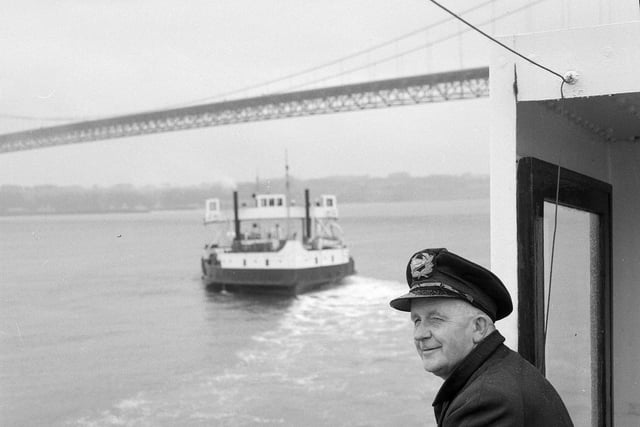Cpt RA Mason aboard the Queen Margaret during the final ferry crossing of the Forth before the bridge opened.