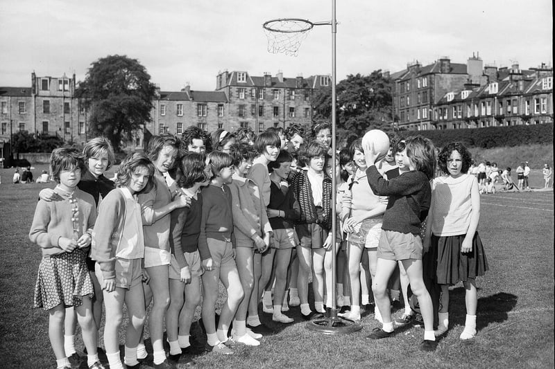Leith Walk Primary School's annual sports day took place on June 1963. The netball players are pictured.