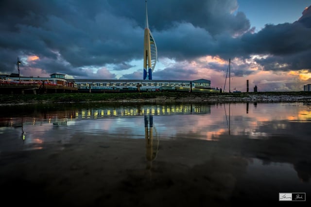 An amazing colourful, yet stormy view of reflections at the Hard Old Portsmouth by Johnny Black. Instagram@johnnyblackuk