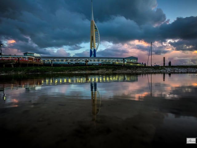 An amazing colourful, yet stormy view of reflections at the Hard Old Portsmouth by Johnny Black. Instagram@johnnyblackuk