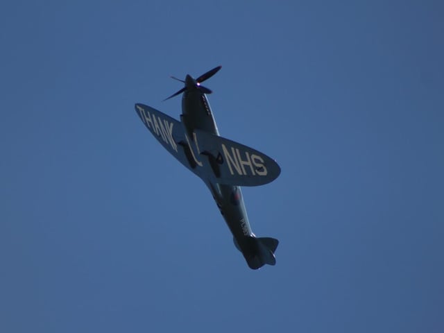These spectacular pictures of the NHS Spitfire flying over Portsmouth were taken by Adam Jenkins