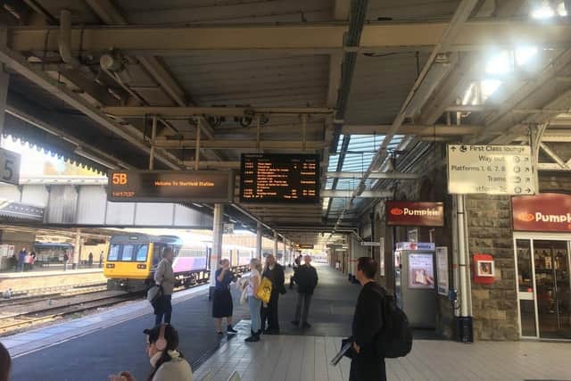 A man was arrested for carrying a knife at Sheffield Station last night, and police dealt with a stream of complaints over football-related disorder. File picture shows Sheffield Station