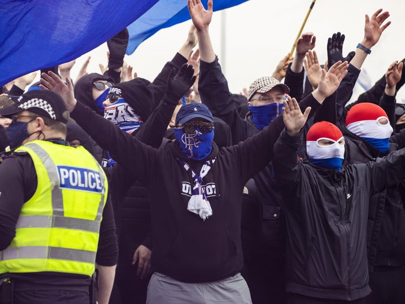 Rangers fans pre match during a Scottish Premiership match between Rangers and St Mirren at Ibrox Stadium, on March 06, 2021, in Glasgow, Scotland. (Photo by Craig Williamson / SNS Group)