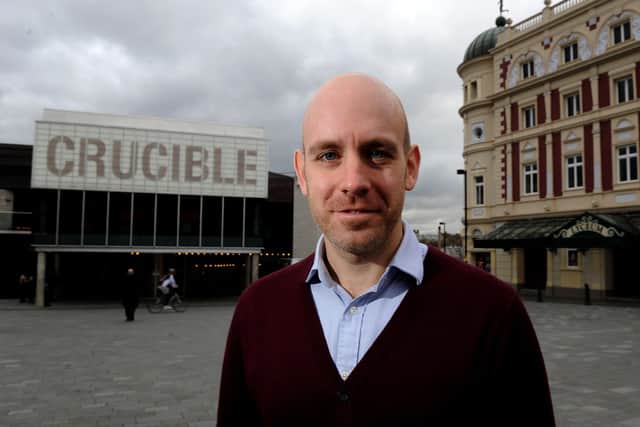 Rob Hastie, artistic director at Sheffield Theatres, outside the Crucible and Lyceum