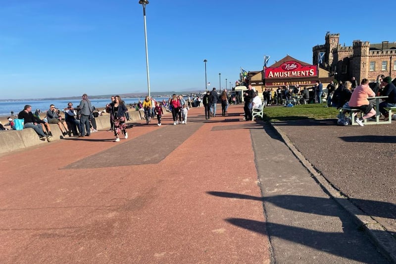 The promenade at Portobello was busy as locals enjoyed the Easter weather.