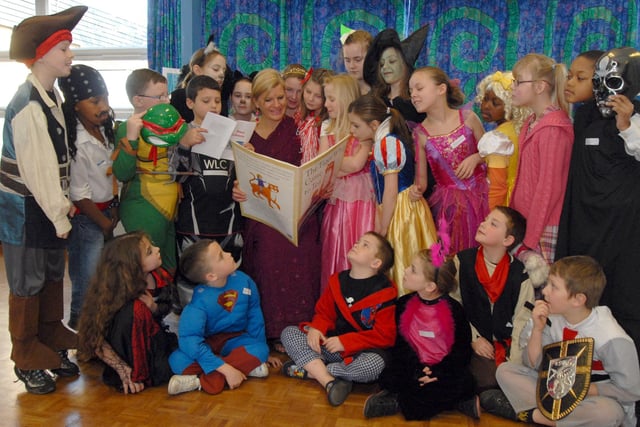 Clare Bennett is pictured reading with pupils at Bulwell’s Bonnington Junior School during World Book Day.