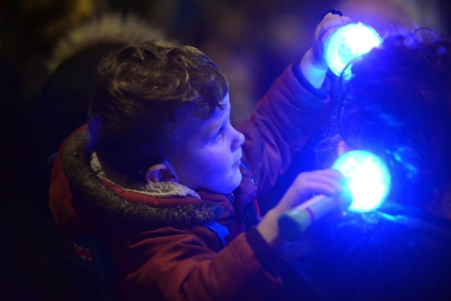 Youngster enjoying the Pallion Christmas lights switch on.