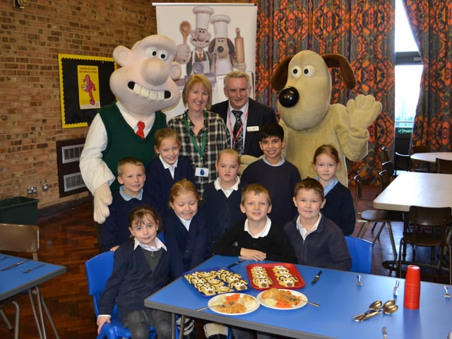 Wallace and Gromit visited Mallard Primary School in 2012