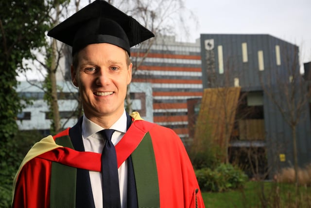 Award-winning BBC presenter, Strictly come Dancing star and University of Sheffield graduate Dan Walker receiving an honorary doctorate during the University of Sheffield’s Winter Graduation week on January 10, 2019