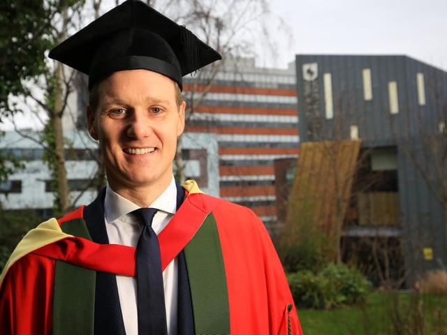 Award-winning BBC presenter, Strictly come Dancing star and University of Sheffield graduate Dan Walker receiving an honorary doctorate during the University of Sheffield’s Winter Graduation week on January 10, 2019