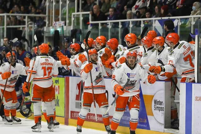 Marco Vallerand and the Sheffield Steelers bench